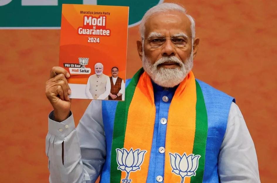 “Modi Ki Garuntee” : BJP releases its Manifesto, includes key promises of a Vikshit Bharat by 2047 !